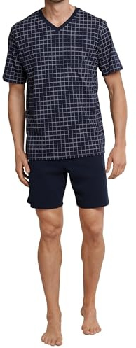 Schiesser Herren Schlafanzug kurz V-Ausschnitt - Nightwear Set, Dunkelblau_159617, 3XL