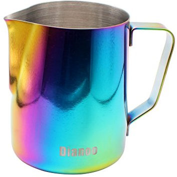 Dianoo Jarra De Leche, Taza De Leche De Acero Inoxidable, Jarra De Espuma De Buen Agarre, Jarra De Café, Máquinas De Café Expreso, Espumador De Leche Y Arte Latte (350 ML), 1pcs - Multicolor