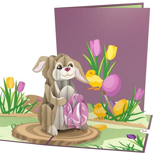 Lovepop Påskhare med ägg-popup-kort – 3D-kort, påskkort, popup-påskkort, religiöst påskkort, påskhare, påskgratulationskort, 3D-påskkort, påskkort