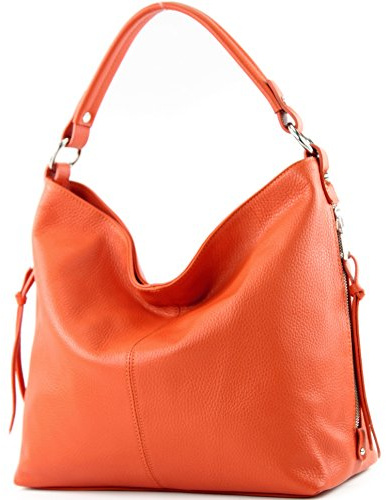 modamoda de T160 Damen Leder Schultertasche Henkeltasche Large handmade in Italy, Farbe:Orange2021