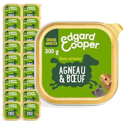 Edgard & Cooper Hundefutter (Lamm & Rindfleisch, 300 g x 18), ohne Getreide, frisches Fleisch und hochwertiges Eiweiß, echte Inhaltsstoffe für Hunde, hypoallergen, ohne Zuckerzusatz