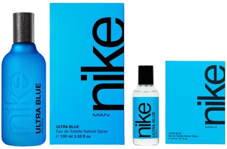 NIKE - Ultra Blue Promoción 100 ml + 30 ml, Colonia Hombre, Pack 2 Productos, Perfume Formato Spray, Eau de Toilette Natural y Masculina, Aroma Oriental Floral, Fragancia Fresca