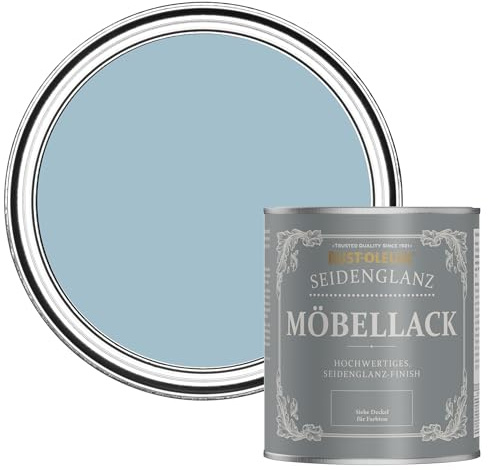 Rust-Oleum blau Möbelfarbe mit Seidenglanz-Finish, geruchsarm und wasserbasiert für Innenholz - Porzelanblau 750ML