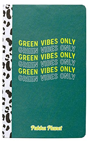 Pukka Pad, Pukka Planet A5 Softcover Notizbuch - Gebundenes Tagebuch mit 192 Seiten aus 8 mm liniert 90 GSM Recyclingpapier, säurefreier und veganer Tinte - 21,5 x 13,4 cm - Green Vibes Only