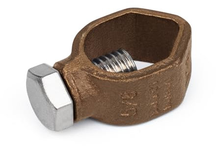 Morsetto per asta di terra in bronzo al silicio, UL e CSA, ideale per canne di messa a terra da 1/2 5/8 (1, 1/2 ''/5/8 '')