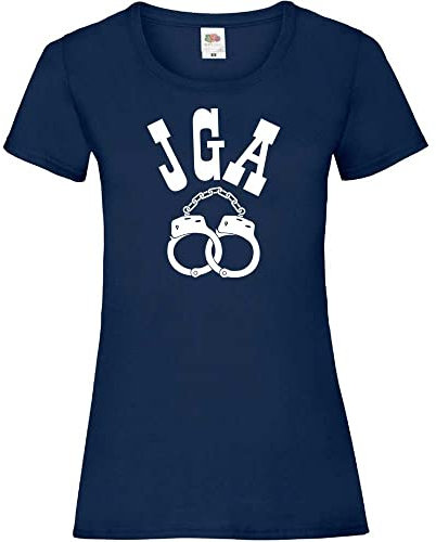 Junggesellenabschied JGA Handschellen Frauen Lady-Fit T-Shirt Navy M