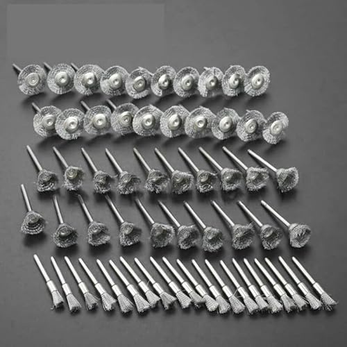 JUMELA Spazzole for Ruote in Filo di Acciaio Gambo da 3 mm for la rimozione della ruggine Metallica Spazzola for lucidatura Spazzola Rotante in Acciaio for Trapano utensile Rotante 60 Pezzi/Set