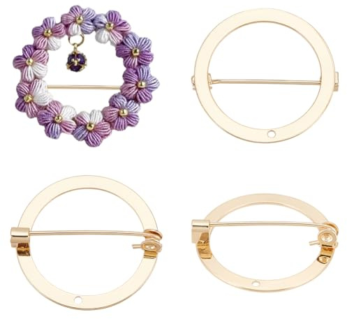 UNICRAFTALE 4 STK Messing Broschen Nadel Donut Brosche Basis Sicherheits Verschluss Nadeln Broschen Verschlüsse Nadel Hellgoldene Brosche Mit Loch Für Namensschild Schmuckherstellung 28.5 mm