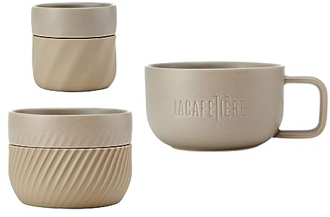 La Cafetière 3pc, Family Mug Set, 380ml, 200ml and 100ml, Almond