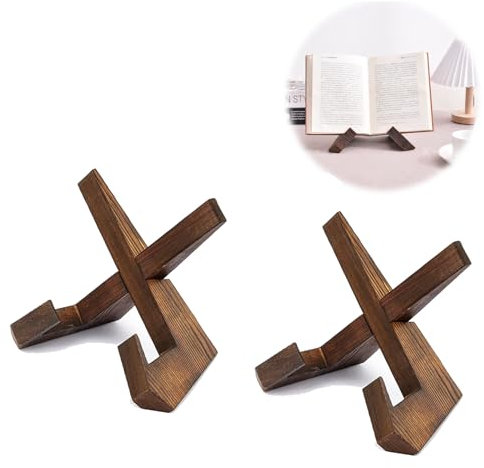 Vokowin 2pcs Plate Holder Display Stand, Picture Frame Stand, Wooden Display Stand for Book, Tabletop Picture Stand Decorative Plate (K368-2)