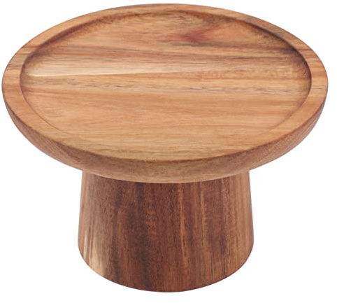 CIYODO Assiette à Gâteaux Sur Pied En Bois Naturel, Plateau De Service Multifonction, Résistant à L'usure, Pour Buffet, Fête Et Présentation De Fruits, Présentoir Simple Et Pratique