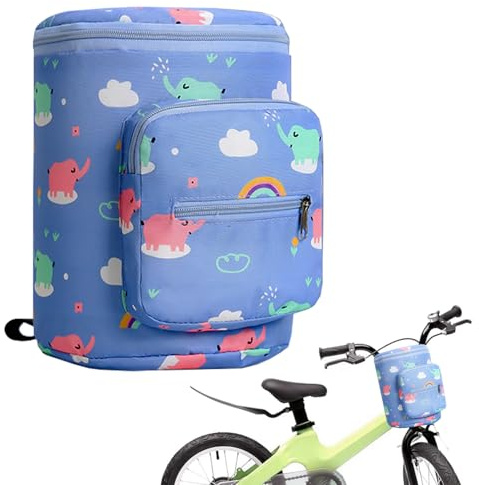 Favuit Lenkertasche Kinder, Fahrradkorb Vorne Faltbar Fahrrad Korb Lenker Tasche Fahrradtasche für Laufrad Dreirad Scooter Roller Kinderfahrrad Zubehör (Blauer Elefant)