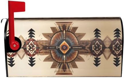 Chrysm Native American Painting Mailbox Covers,Post Box Letterbox Cover Mailbox Wrap for Garden 21 Lx 18 W,25.5x21, CM-YXT11099