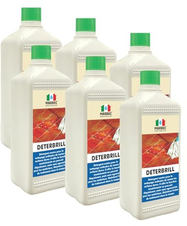 MARBEC DETERBRILL 1LTX6PCS Détergent neutre concentré non agressif spécifique pour sols en terre cuite et pierre traités à la cire.