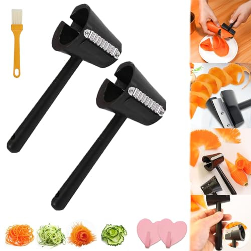 Vegetables Curler, Spiral Flower Cutter Fruit and Vegetable Flower Curler, Carrot Curler and Peeler, Kitchen Creative Cut Flower Tool, Carrot Cucumber Curler, for Carrots, Potatoes, Cucumbe (2pc)