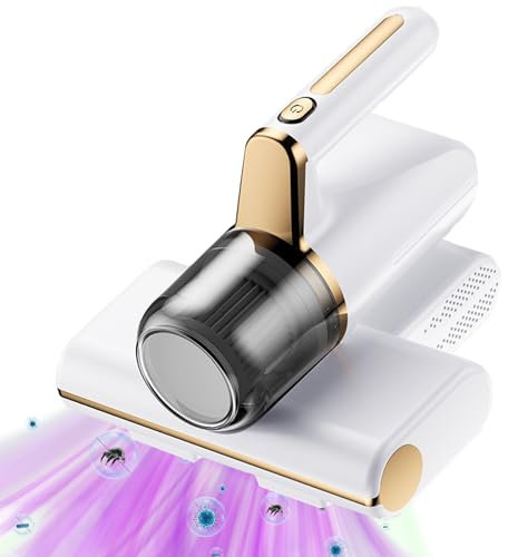Aspirapolvere antiacaro per materassi Aspirapolvere per materassi con luce UV-C, aspirazione 14Kpa Aspirapolvere per materassi con filtro HEPA L'aspirapolvere antiacaro rimuove il 99,99% (Bianco)