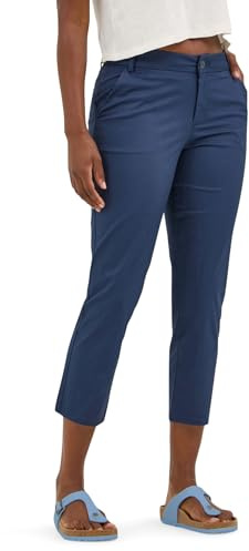 Lee Women's Wrinkle Free 23 Capri Pant, Mood Indigo, 18