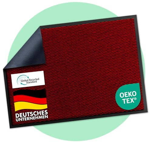 Floordirekt Premium Fußmatte für Eingangsbereich, 120x180cm Rot, Schmutzfangmatte für Innen und Außen, rutschfest & waschbar, Sauberlaufmatte für Flur, Teppich für Haustür, Sky Novo