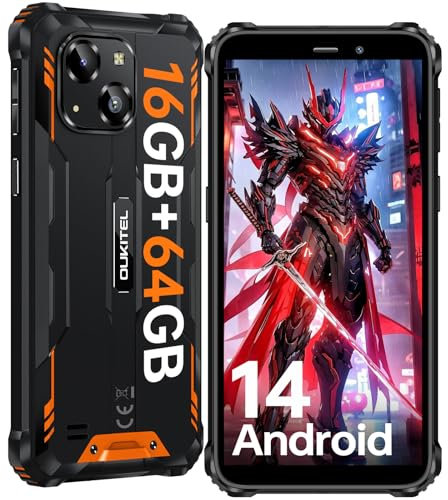 OUKITEL G2 Telefono Indistruttibile Android 14, 16GB+64GB/1TB Rugged Smartphone 2025, 6300mAh, 6.0 HD+ Display Cellulare Antiurto, 13MP Fotocamera, 4G Dual SIM/IP68/IP69K/OTG/FACE ID/GPS