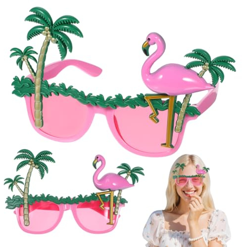 MAGICLULU 2 Stück Hawaii-Sonnenbrillen Im Tropischen Stil Flamingo-Partybrillen Kokospalmen-Brillen Flamingo-Fotoautomaten-Requisiten Für Kostüme