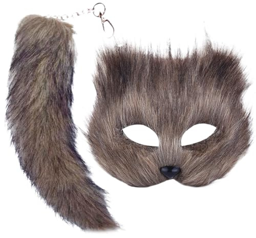 Djurkostym kit – maskerad och svans-set | lurvig cosplay-outfit | rollspel djurkostym för flickor, halloweenfesttillbehör, barn utklädningsset
