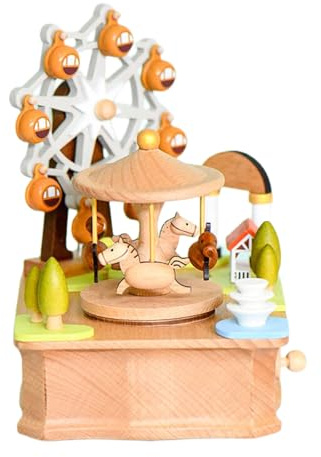 PENCHEAK Scatto Musicale Rotante E Rotanti per La Scrivania in Legno Decorazione della Scrivania Fatta A Mano con Melodie Regalo per Appassionati Carosello Scatola Musicale