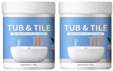 Lueear Vernice per rifinire vasche e piastrelle, kit di riparazione ad asciugatura rapida per metallo, doccia, mobili, scheggiature e, 500 g (confezione da 2)