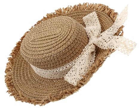 DOITOOL Adorno De Sombrero De Paja para Muñeca Lazo Tamaño Compacto Accesorio Decoración Ropa Muñecas