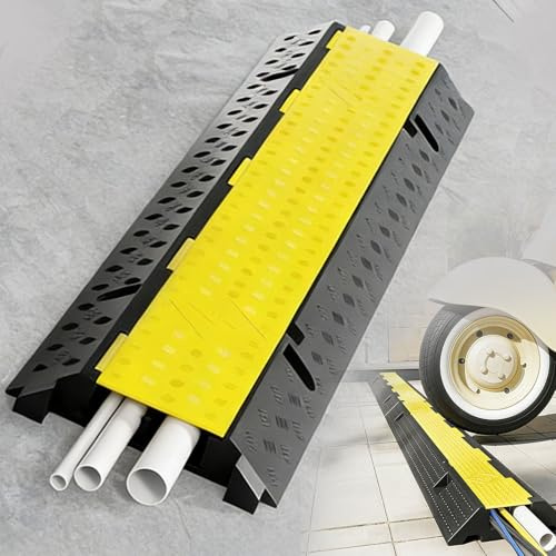 100 cm Canaleta Cables Suelo, Portátil Tapa Cables, Alta Visibilidad Pasacables, para Centros Comerciales y Obras de Construcción
