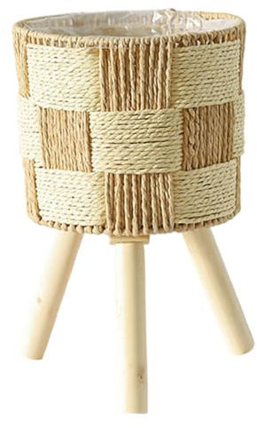 Pflanzenregal für den Innenbereich, Rattan-Pflanzenständer, 8, 3 x 7, 1 x 5, 9 Zoll Weidenständer mit wasserdichter Membran und Beinen, handgewebter Korb-Pflanzgefäß für drinnen und draußen