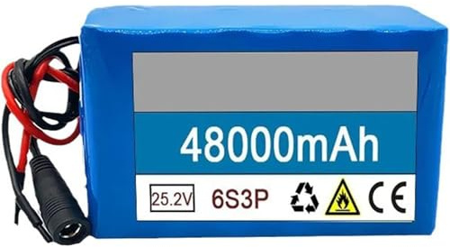25.2V 48Ah 6S3P Batería De Iones De Litio para Patinete Eléctrico, Batería De Litio De Alta Capacidad para Patinete, para Motores De 0 A 500W(XT30+DC)