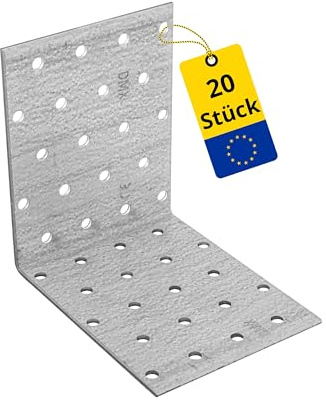 DMX - Winkelverbinder - Winkel Metall - Schwerlastwinkel - Lochwinkel - Bauwinkel - Holzverbinder - Möbelverbinder Montagewinkel - KM - Silber, 100x100x80x2,0 (20 STK./Verp.)
