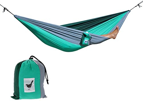 MoreThanHip Doppelhängematte XXL Forest für 2 Personen - Hängematte aus Fallschirmstoff 180KG Belastbar Reisehängematte Hammock mit Tragetasche Outdoor Camping Travel - 290 x 210 cm