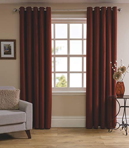 Sleepdown Herringbone Eyelet Lined 100% Polyester Curtain 66 x54 - Red