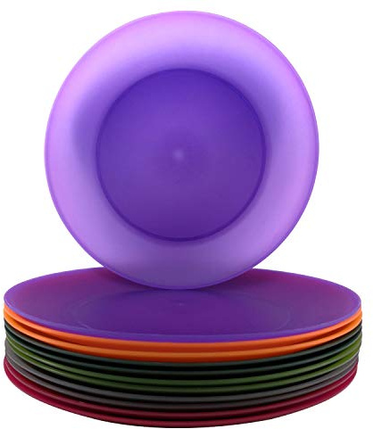 YUYUHUA Everyday Plastic Plates Reusable - Unbreakable Colorful Dinner Plate 10 inch - BPA Free Dishwasher Safe & Microwave Plates set of 12 for Kitchen Camping Patio Outdoor