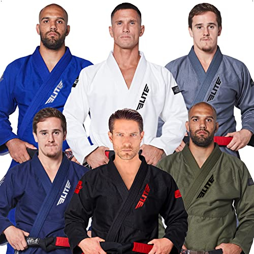 Elite Sports BJJ GI für Herren IBJJF Kimono BJJ Jiujitsu GIS mit sanforisiertem Stoff und Gürtel (siehe spezielle GröÃŸentabelle) (Premium Grau, GröÃŸe 4)