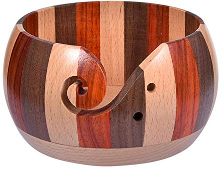 Garnschale Aus Holz - 17cm Garn Schüssel Holz Holzschale - Handgemacht Farbmuster Wollschale Garnschale,Garn Aufbewahrung, Garnschale Für Wolle, Häkelnadeln, Stricknadeln Und Andere Kleine Accessoires