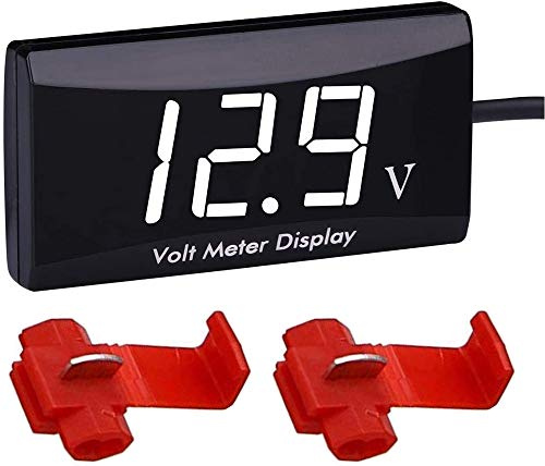 Greluma 1 voltímetro digital para coche, impermeable, 12 V, LED, pantalla digital, voltímetro para coche, motocicleta, voltímetro voltímetro con pinzas de alambre