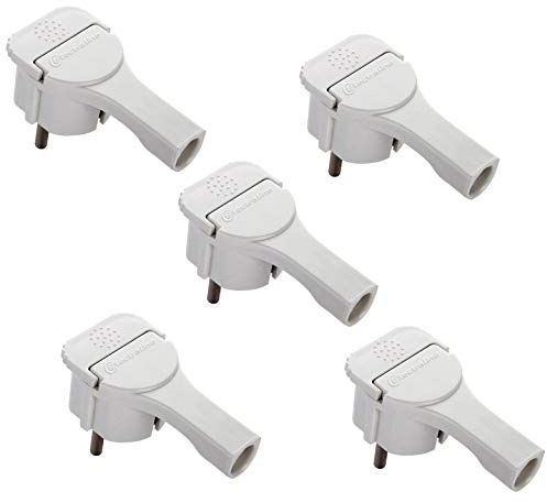 Electraline 92399 Schuko-Stecker, flach, weiß, 5 Stück
