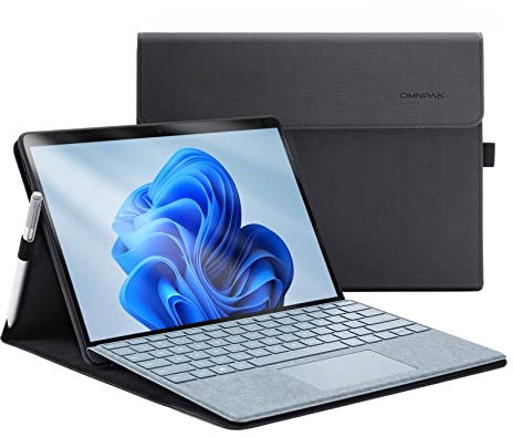 Omnpak Funda para Microsoft Surface Pro 8, multiángulo, Delgada, Ligera, con Soporte para lápiz Capacitivo para 2021 Surface Pro 8 de 13 Pulgadas, Compatible con Teclado Type Cover | Funda de negocios con soporte para bolígrafo, ángulo de visión múltiple ajustable, compatible con el teclado tipo Cover