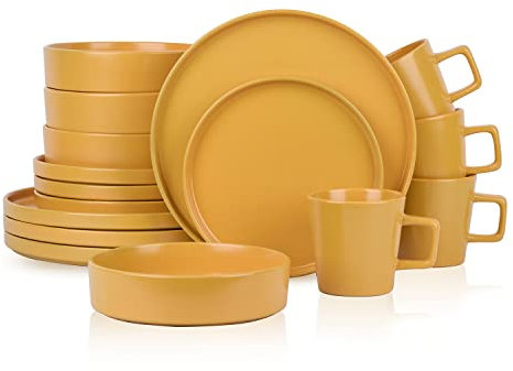 Stone lain Cleo Stoneware Dinnerware Set, 16-Piece Service for 4, Yellow