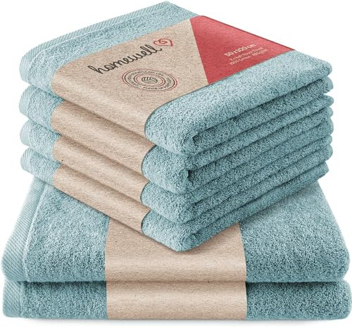 Homewell Handtücher Set - weich und saugstark, 100% Baumwolle, Oeko-Tex 100 Zertifiziert (2 Badetücher + 4 Handtücher, Türkis)