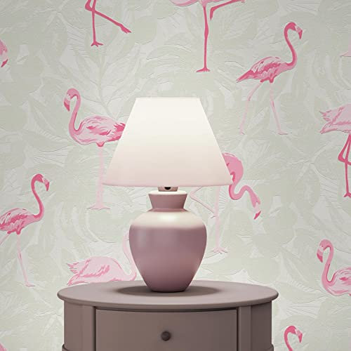 Carta da parati Animali Diego M1-No.2615 | Carta da parati in tessuto non tessuto | Rosa | Crema | fenicottero | Naturale