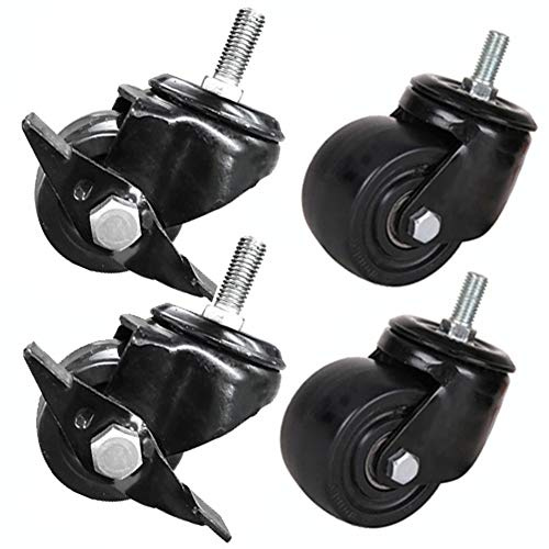 BOCbco Plattenrollen Schwerlastrollen Mit Gewinde M10, 40 Mm, 15 Zoll, 50 Mm, 2 Zoll, Geräuscharme Nylonrollen Für Den Möbel- Und Industrietransport, 320 Kg Bis 400 Kg, Schwenkrad Mit Bremse Für Fabri