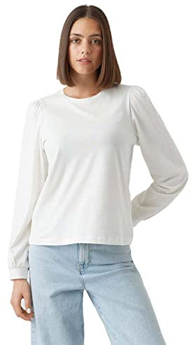 VERO MODA Vmkerry LS O-Neck Top VMA Noos - Maglietta da Donna, Bianco, S