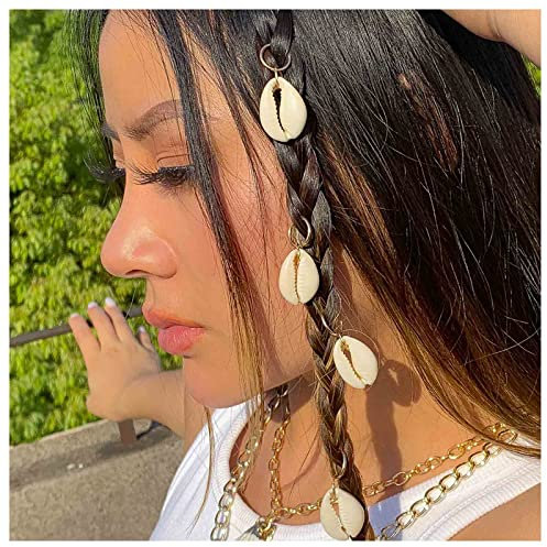 Allereya Muschelhaar Zopf Ringe Gold Dreadlocks Clip Muschel Zopf Haar Ringe Clips Kauri Anhänger Haar Manschette Dekoration Clips Dreadlocks Haarschmuck Für Frauen Und Mädchen 5pcs(gold Shell)