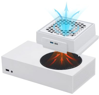 Mcbazel Lüfter für Xbox Series S, RGB LED Display, Low Noise, 2 Extra USB Ports, 3 Stufen Einstellbare Geschwindigkeit Externer Kühler Lüfter nur für Xbox Series S Konsole