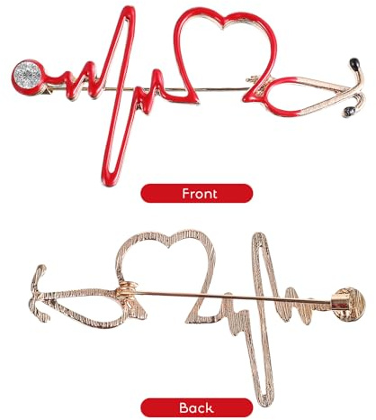 3 Stück Niedliche Stethoskop-Broschen Stethoskop-Stifte Herzförmige Anstecknadel Legierung Schmuck Für Doktor