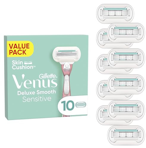 Gillette Venus Pro Smooth Sensitive Rasierklingen Damen, 10 ORIGINAL Ersatzklingen für Damenrasierer, Nassrasierer Damen für empfindliche Haut
