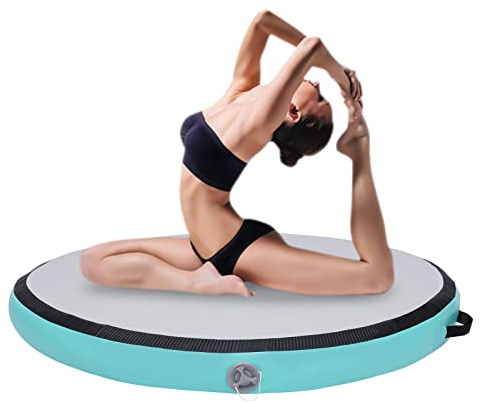 Turnmatte Aufblasbar Runde Gymnastikmatte Verdickte Yogamatte 100 CM Aufblasbare Fitness-Matte Tumbling Yoga Matte Sportmatte Mit Luftpumpe